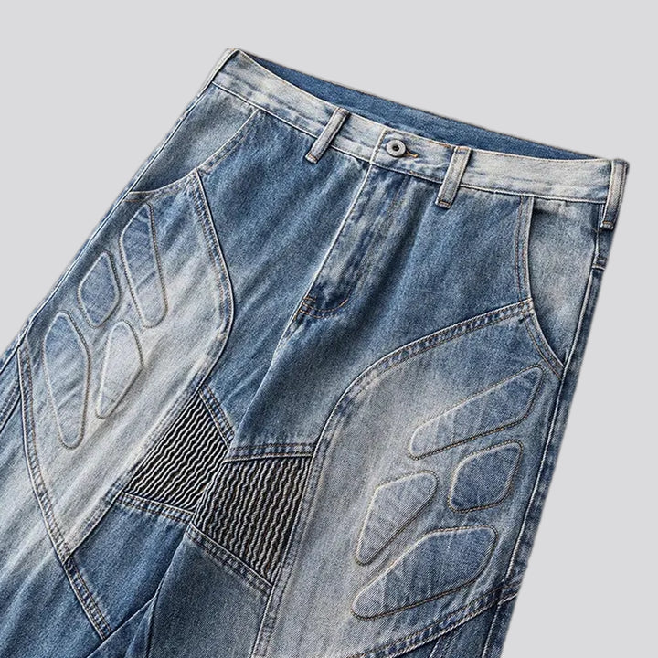 Art patterned boho midweight baggy jeans for men