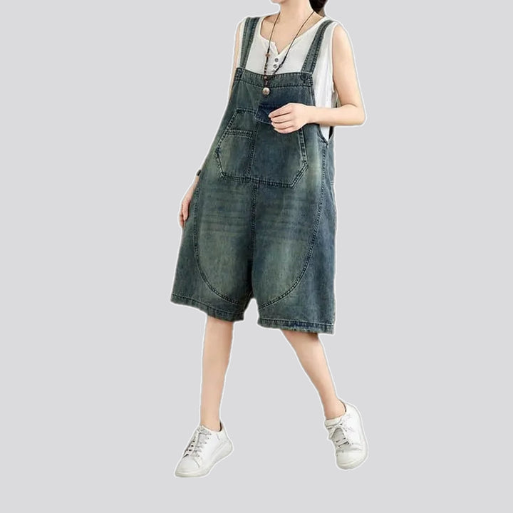 Abraded fashion baggy 90s women's jeans overall