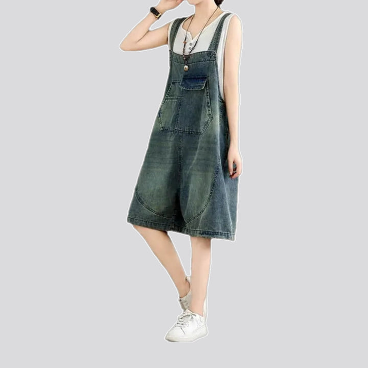Abraded fashion baggy 90s women's jeans overall