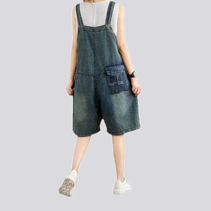 Abraded fashion baggy 90s women's jeans overall