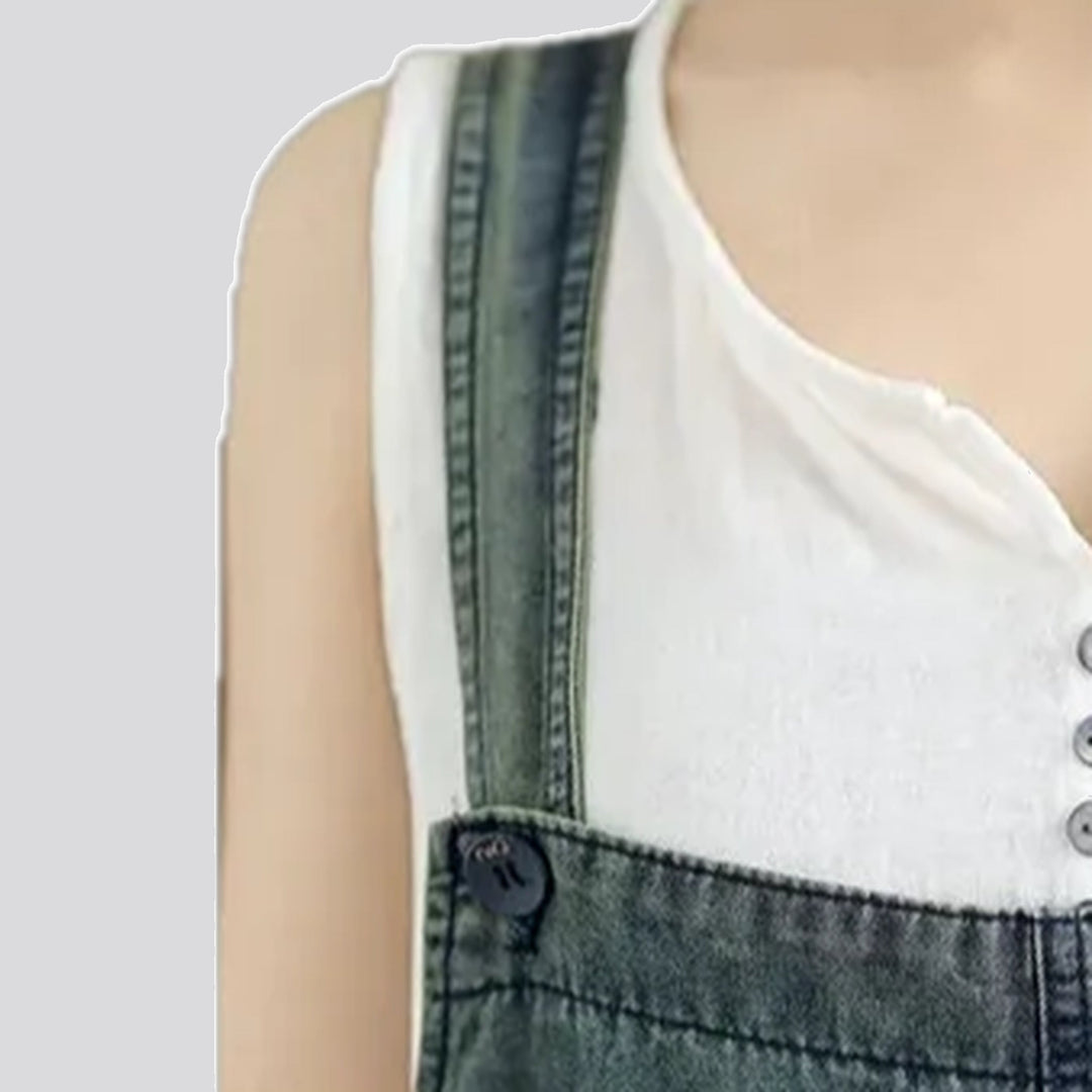 Abraded fashion baggy 90s women's jeans overall