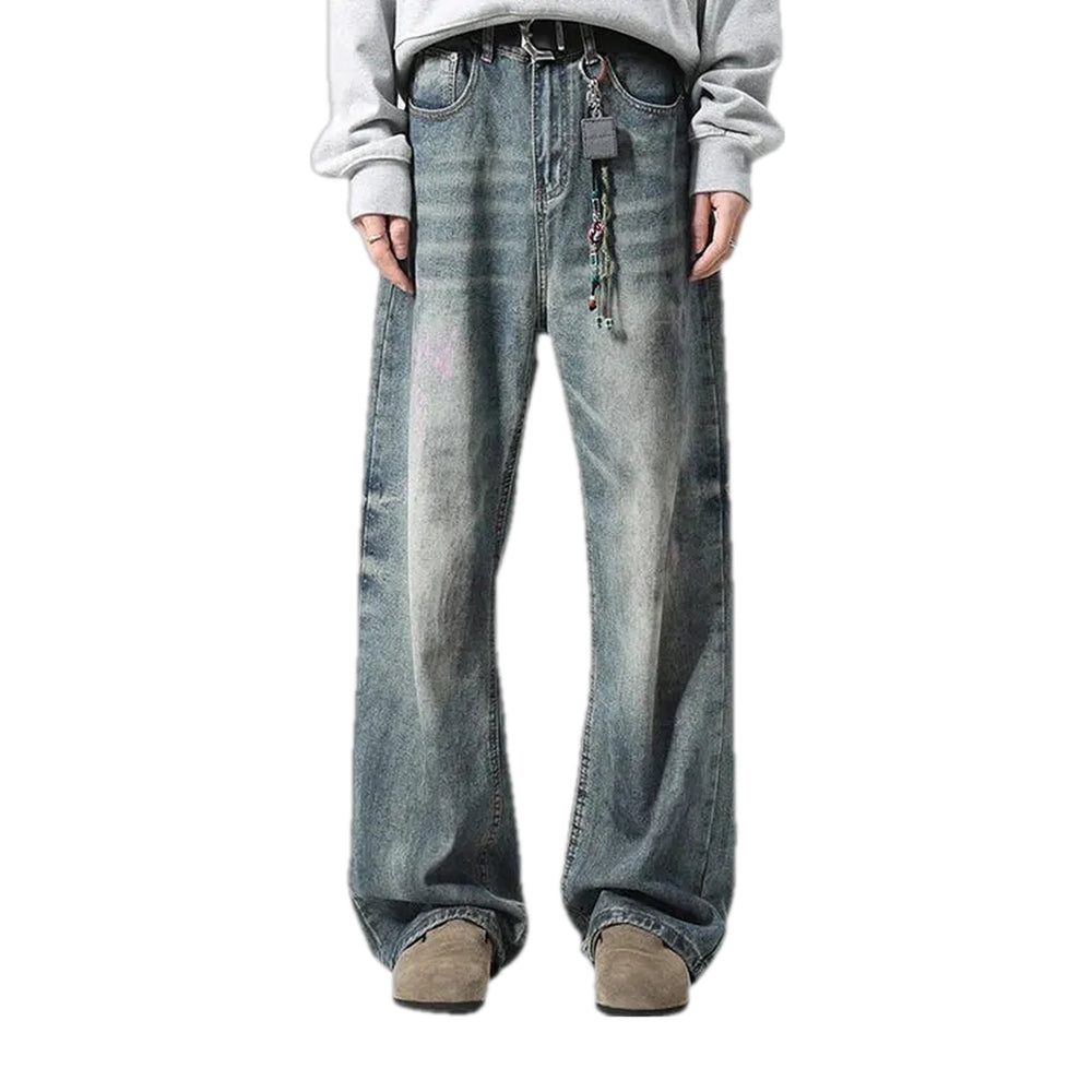 Faded Boho Baggy-leg Men's Jeans - Blue