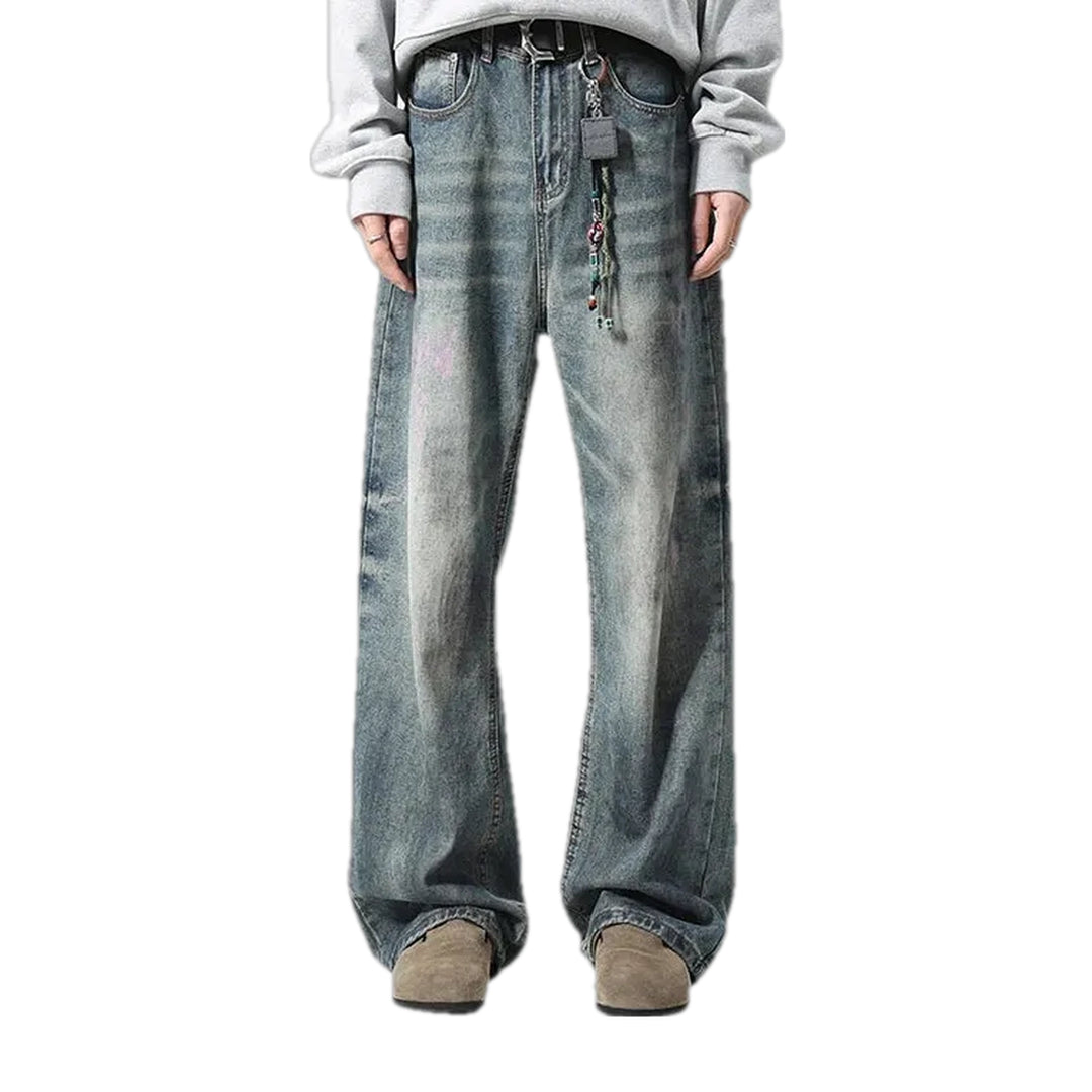 Faded Boho Baggy-leg Men's Jeans - Blue