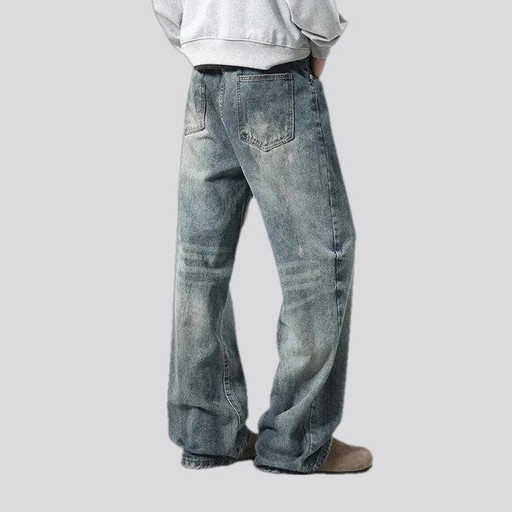 Faded boho baggy-leg men's jeans