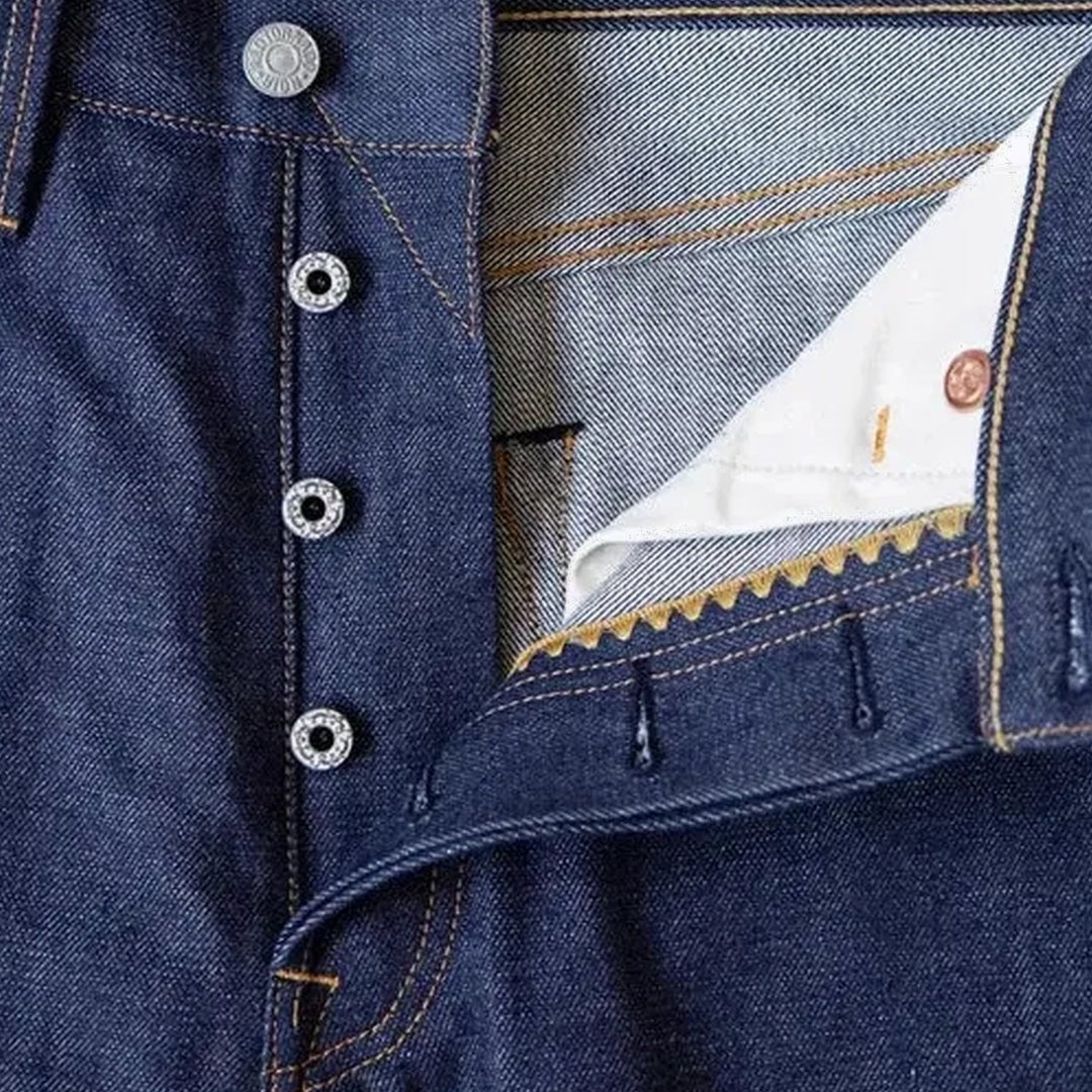 Cuffed self-edge men's jeans