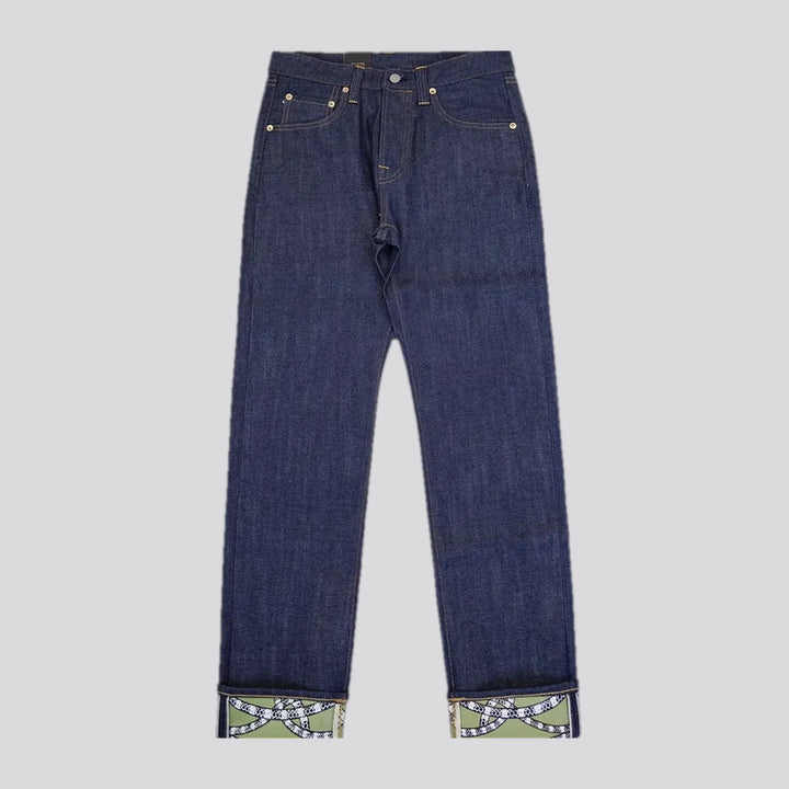 Cuffed self-edge men's jeans