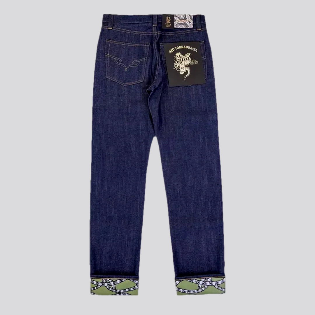Cuffed self-edge men's jeans