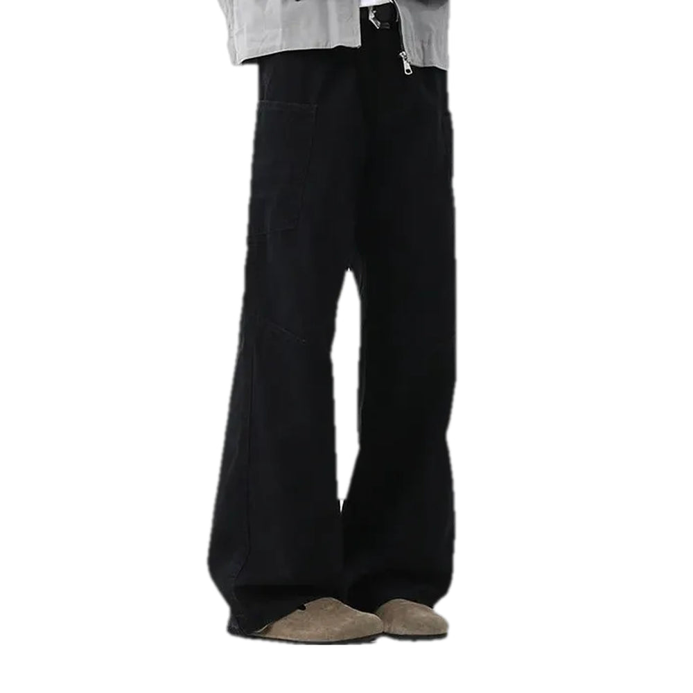 Mid Rise Stylish Panneled Men's Jeans - Black