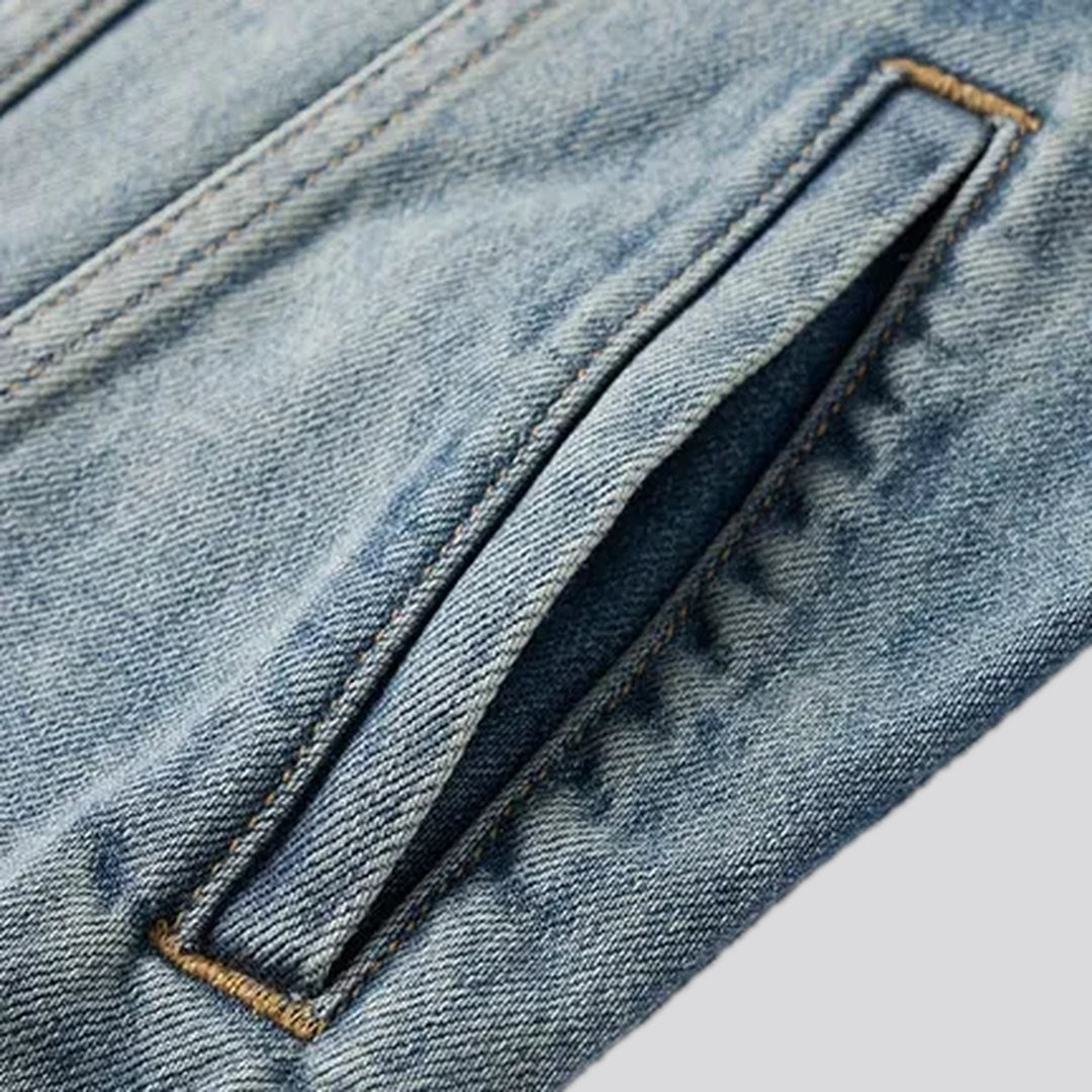 Embroidered men's jean trucker jacket