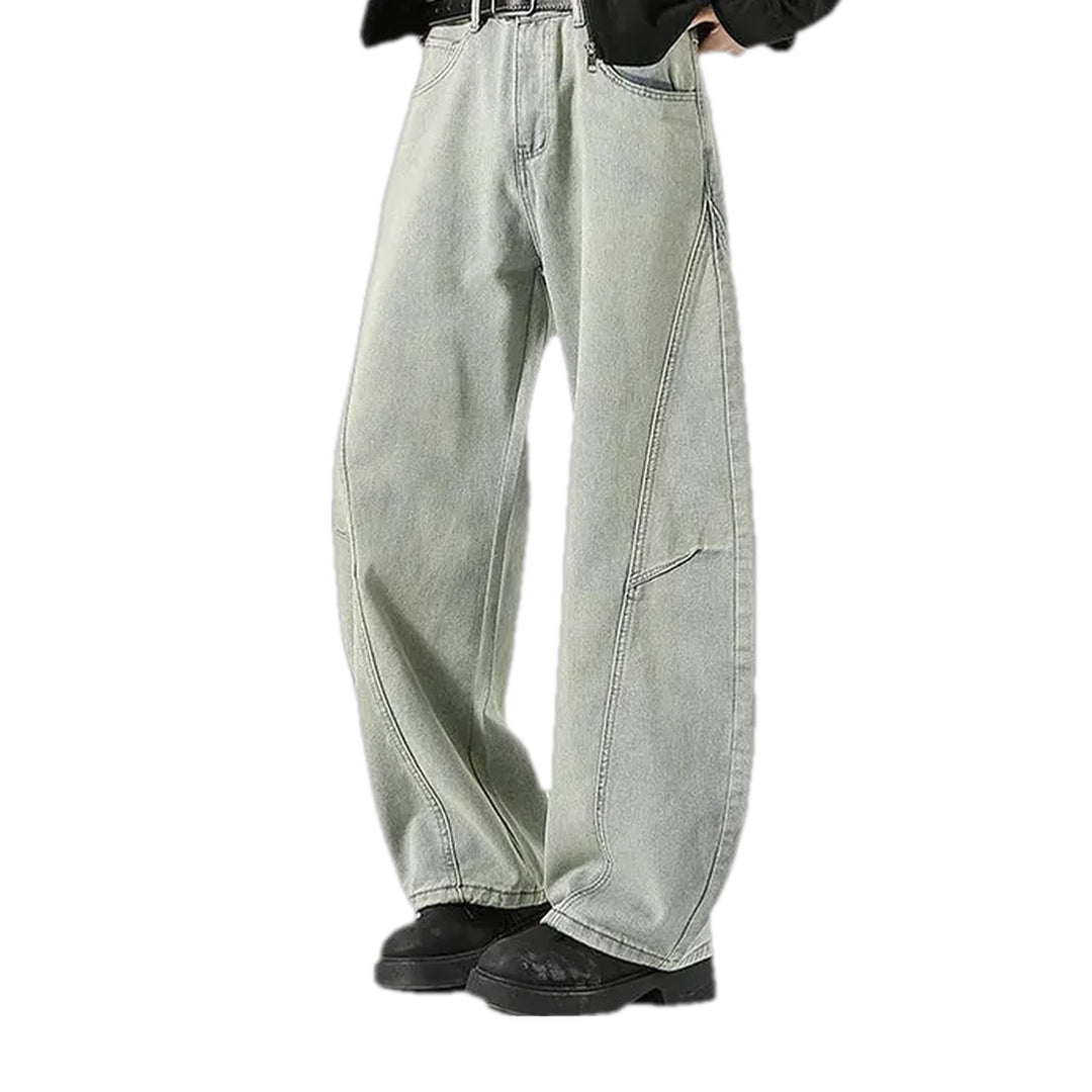 Boho Panneled Vintage Men's Jeans - Grey