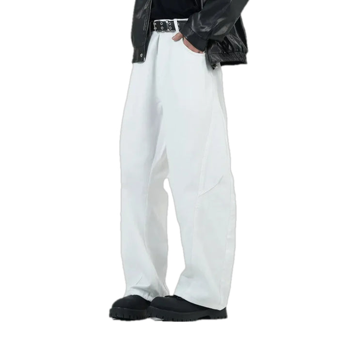 Boho Panneled Vintage Men's Jeans - White