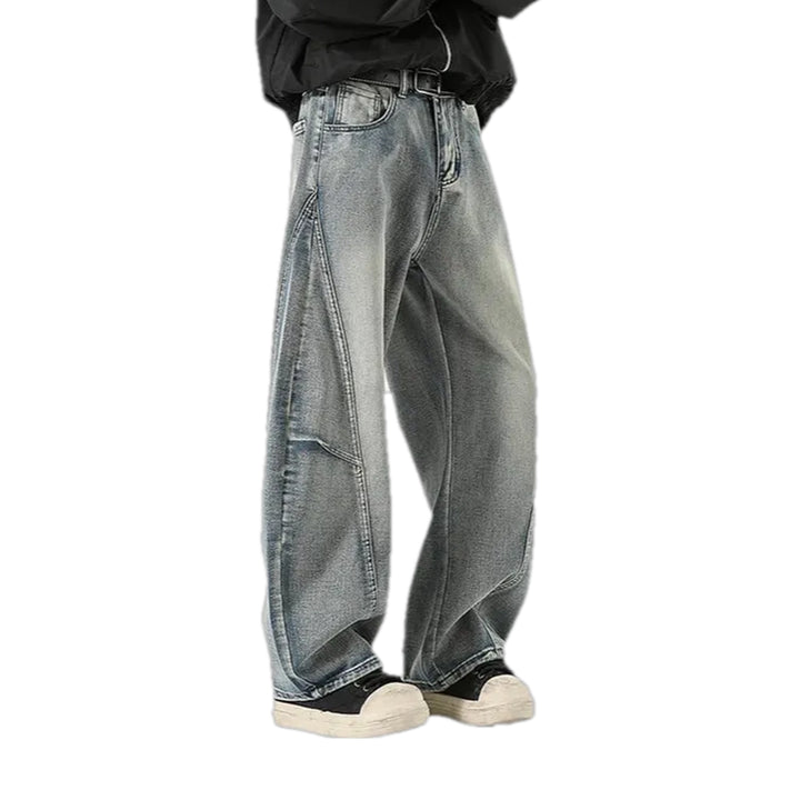 Boho Panneled Vintage Men's Jeans - Light Blue
