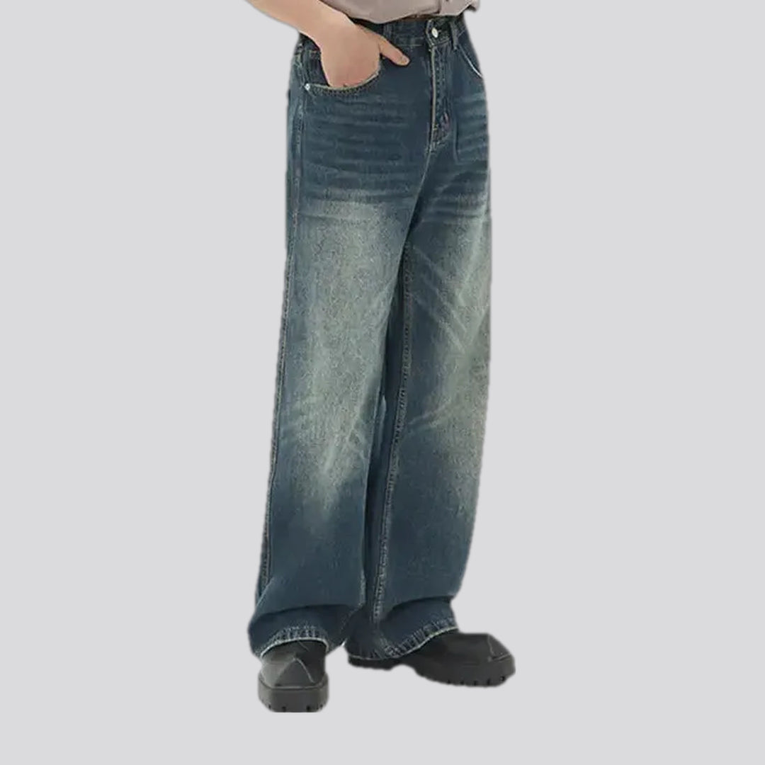 Roomy boho style medium rise men's jeans