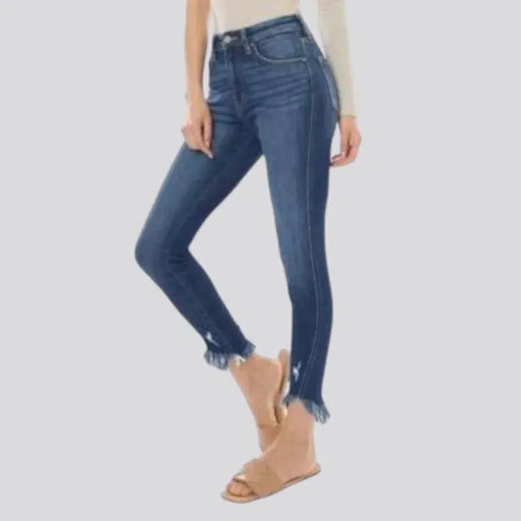 Medium-wash skinny jeans
 for ladies