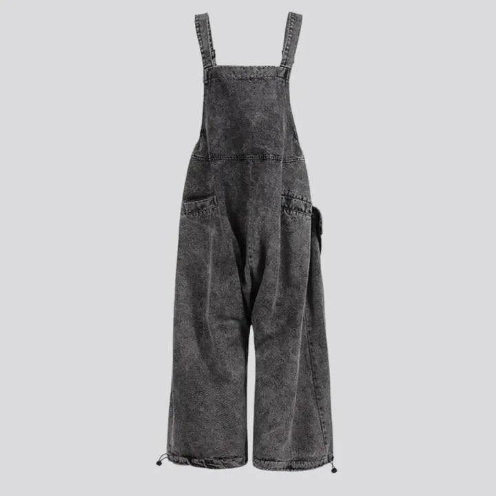 Stonewashed women's denim overall